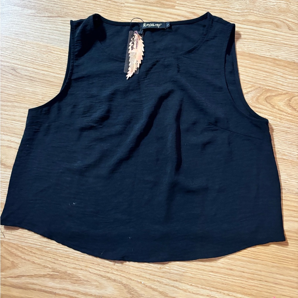 NWT Roylamp Black Crop Tank Top Large